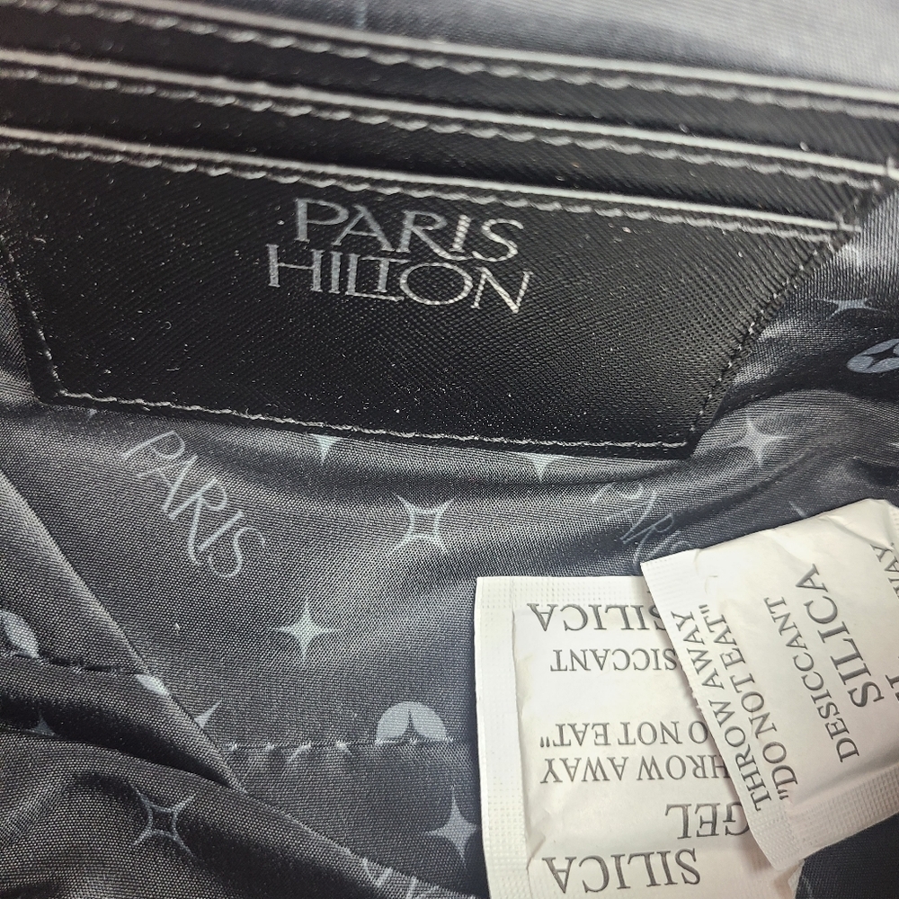 Paris Hilton Black Mini Satchel Bag Purse Structured Handles - Picture 10 of 14